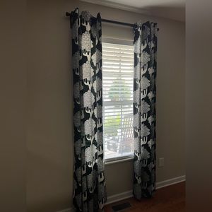 One panel IKEA Kajsamia Curtains/Drapes Black and White Tree Grommet Top